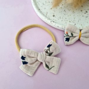 Headband nœud bébé beige