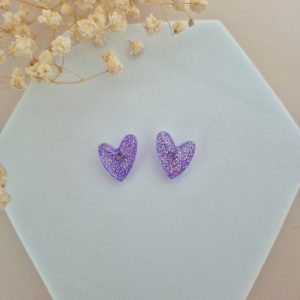Boucles d&rsquo;oreilles Violet coeur