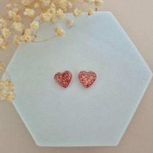 Boucles d&rsquo;oreilles Rose coeur
