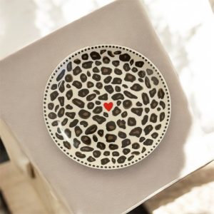 Set de 4 assiettes dessert léopard D19cm.