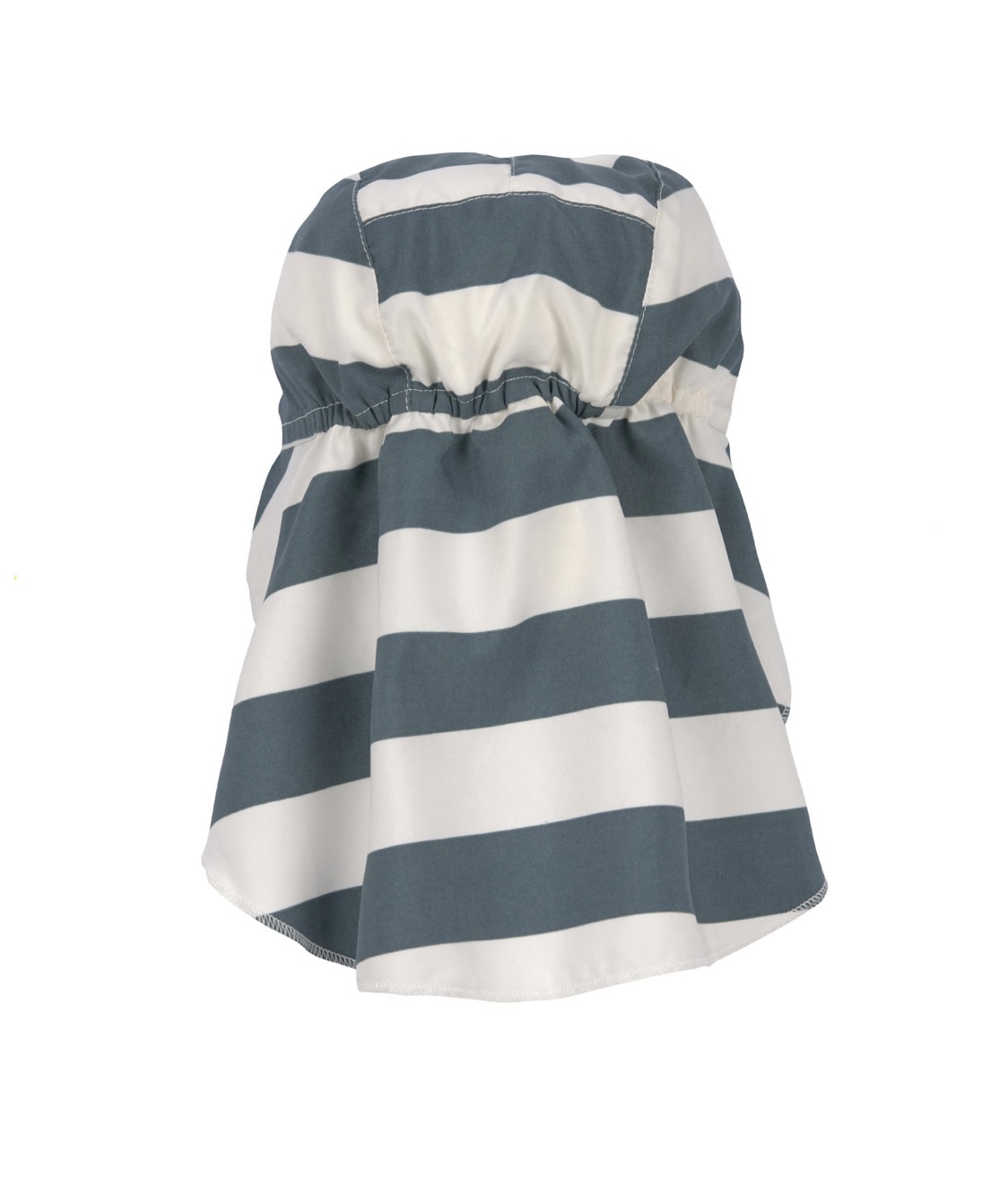 Chapeau Bébé (anti-UV & protège nuque) – Rayés, blanc cassé bleu 3-6mois. – Image 2