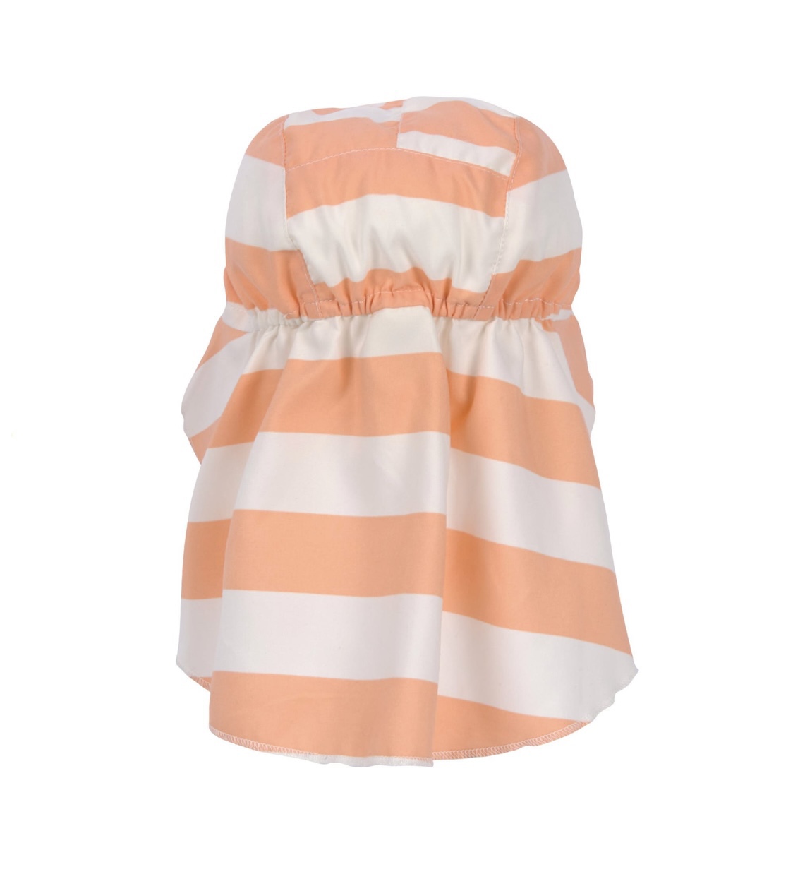 Chapeau Bébé (anti-UV & protège nuque) – Rayés, blanc cassé pêche 3-6mois. – Image 2