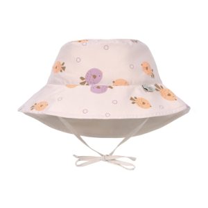 Chapeau anti-UV réversible enfants – Poisson, rose clair 3-6mois.