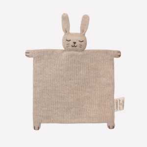 Doudou plat tricoté lapin sable | Main Sauvage.