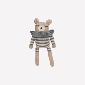 Doudou ourson combishort rayé ardoise | Main Sauvage.