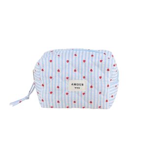Trousse (petite) AMOUR et 3 coeurs – Coeur bleu.