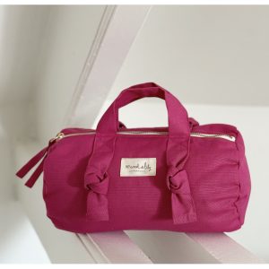 Trousse De Toilette Polochon En Coton – Rose Fuchsia.